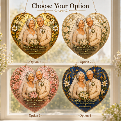 Personalized 50th Wedding Anniversary Faux Stained Glass Suncatcher, Custom Couple Photo Heart Ornament, Golden Anniversary Gift for Parents 790e6165-6f79-4bf9-9041-27b6c7d83aaf-Image-Aug-17-2026-10_15_52-AM.png