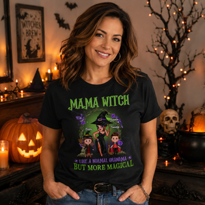 Purple And Green Pretty Grandma & Grandkids Halloween Personalized Shirt