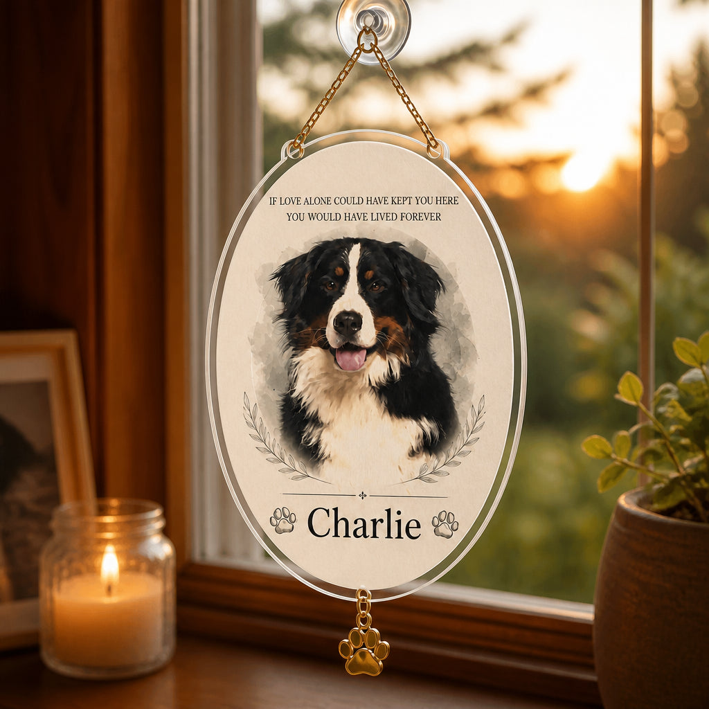 Watercolor Pet Memorial Portrait Canvas – Photo Upload, Name + Quote - Personalized 1 Layered Suncatcher with Charm 791cced7-24c9-4280-a992-285c45becabb.jpg