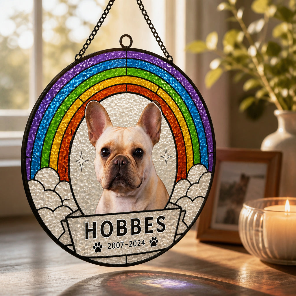 Rainbow Bridge Pet Memorial Suncatcher — Photo, Name & Years - Personalized Suncatcher Ornament 792eea7c-f11a-445a-800a-6b601bc2b88d.jpg