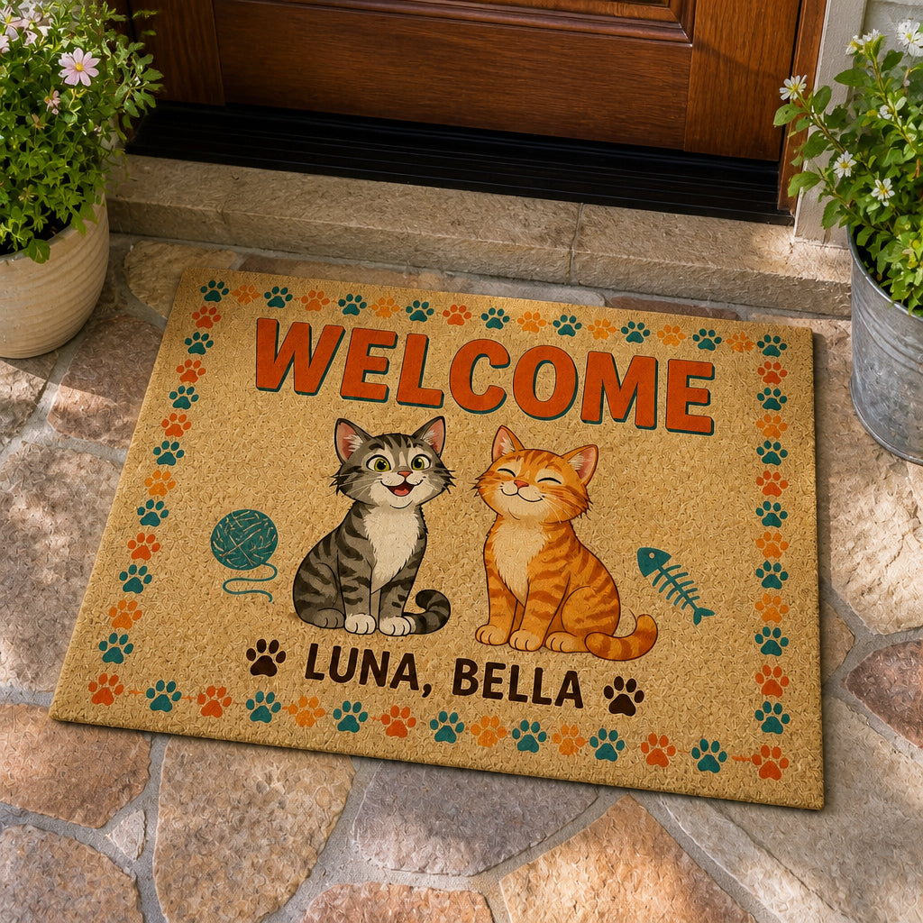 Welcome Cats Doormat — Custom Pet Names - Personalized Doormat 793fe745-97f2-4874-a7c5-b3e58408a1e1.jpg