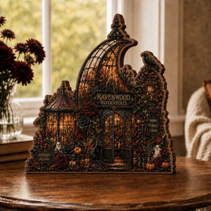 Halloween Botanicals Wooden Block, Gothic Halloween Flower Shop Decor, Witchy Greenhouse Shelf Sitter, Spooky Tabletop Gift for Home 79584ecf-d125-4e16-ab3d-901dad99c3bd-2.jpg