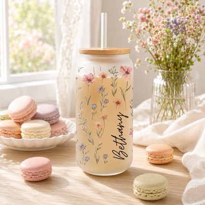 Personalized Wildflower Floral Tumbler, Custom Glass Coffee Cup, Bridesmaid Proposal Gift, Gifts for Her, Mother's Day Gift, Graduation Gift 796596ca-c0b7-4338-ac82-9bb7073a0390-banner-1.png