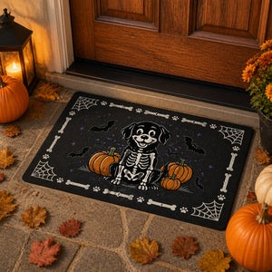 Halloween Skeleton Dog Doormat with Pumpkin & Bat Border - Doormat 79713c72-35cf-4abf-8753-c130e73a88eb.jpg