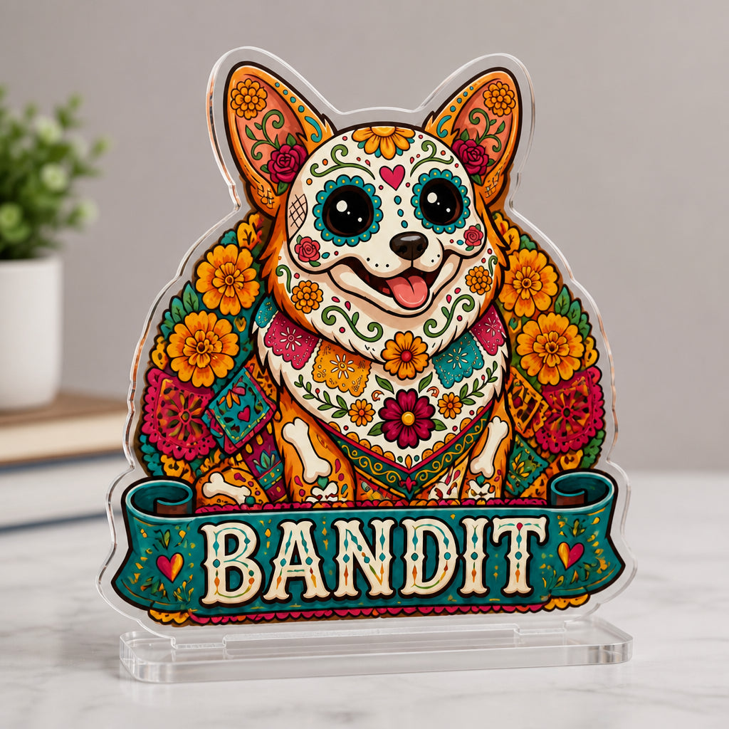 Sugar Skull Pet Standee – Custom Photo Portrait + Name - Personalized Acrylic Custom shape Standing 1 layer (FS) 7973eee8-326f-4bb0-ad9f-933f2159c143.jpg