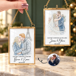 Christmas Frame Ornament Our First Christmas Couple Photo Watercolor - Personalized Frame Ornament, Unique Gift For Couple 798a27aa-da9b-4a95-bb25-fbeee39a3a30-Khung-nh-v-ng-n-Gi-ng-sinh.png