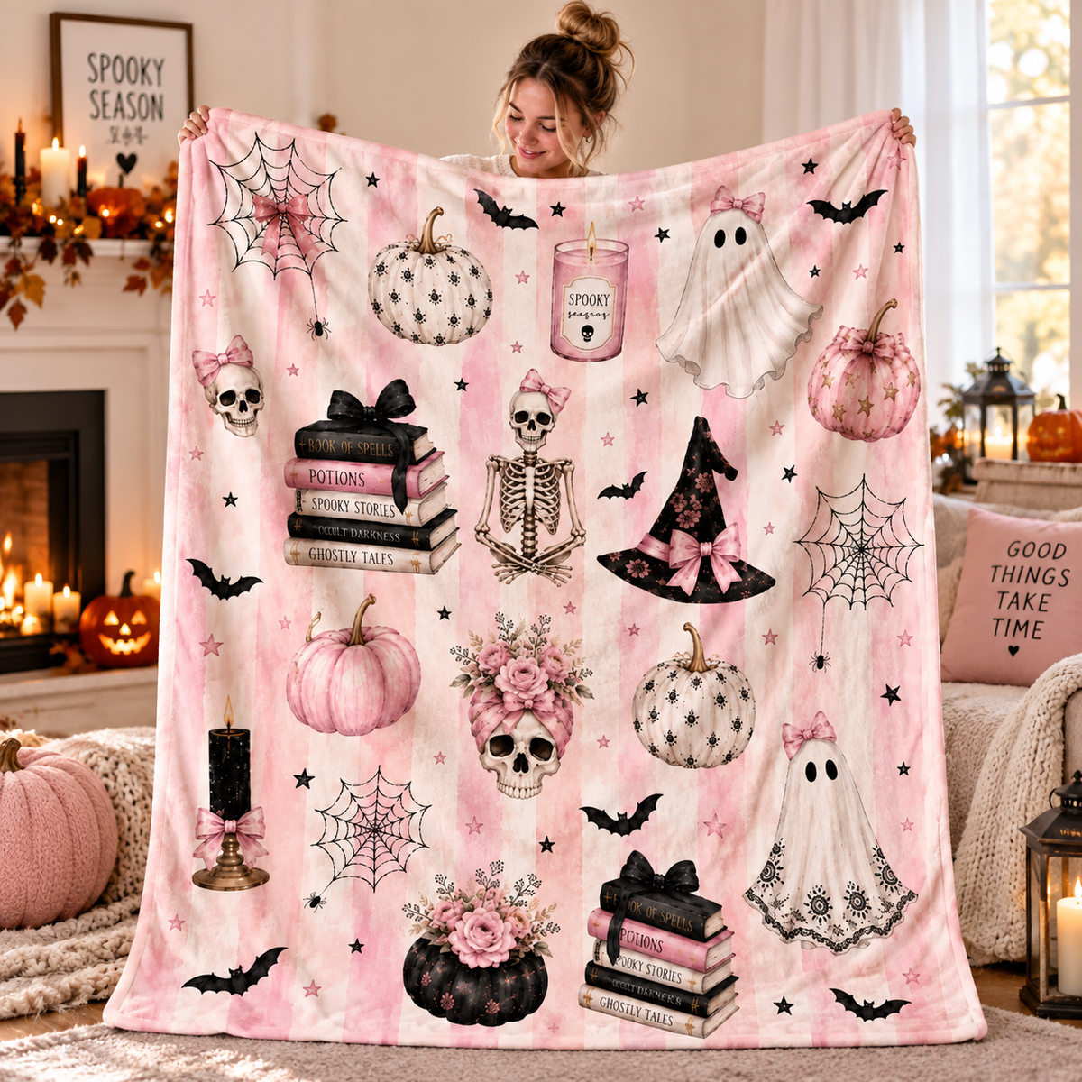Pink Halloween Blanket, Cute Ghost Throw Blanket, Teen Girl Halloween Gift, College Dorm Blanket, Halloween Blanket For Teen Girl, Cozy Gift 798b7f4e-5813-4e2d-b922-9734f82fcd67-ghnfj-1-.png