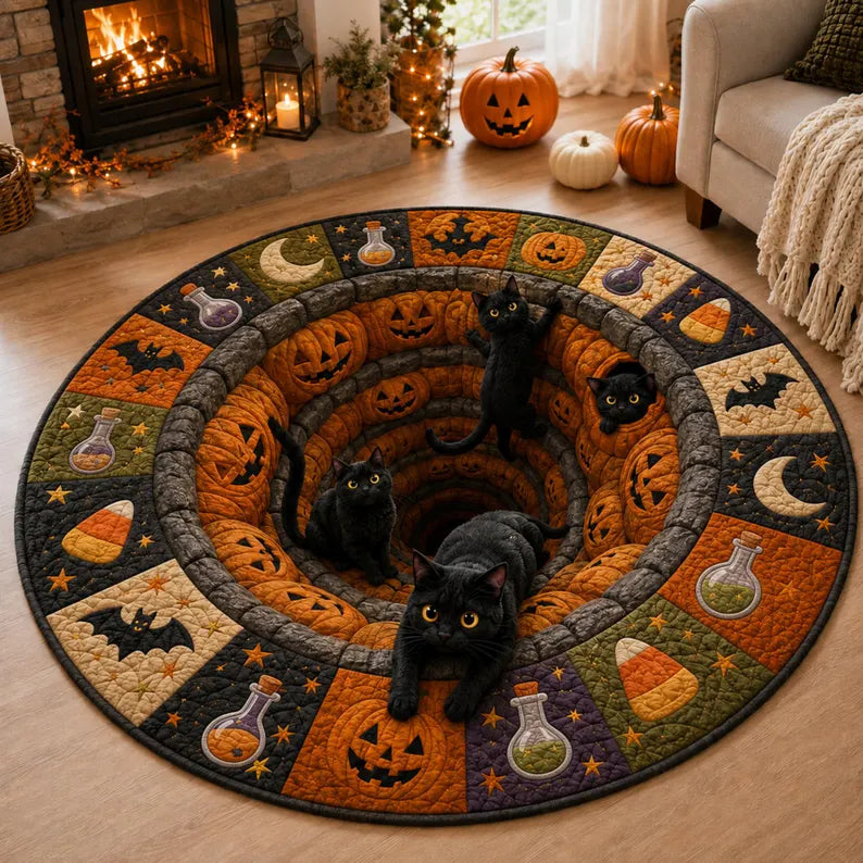 3D Halloween Black Cat Round Rug, Spooky Optical Illusion Carpet, Pumpkin Vortex Quilted Floor Mat, Witchy Fall Decor, Cat Lover Gift 7999df11-9692-4866-bb92-a59e8c7d3274-gfhfhgf-4-.webp