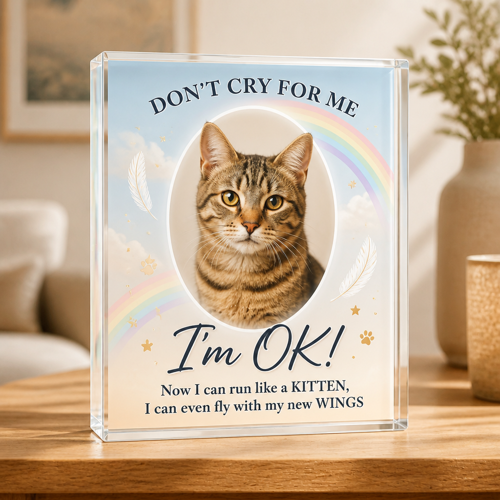 Pet Memorial Acrylic Plaque – "Don't Cry For Me, I'm OK!" (Photo Upload) - Personalized Acrylic Plaque 79d16563-4892-4b63-a47d-0816c347de0d.png