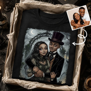 Custom Gothic Couple Portrait from Photo - Personalized Poster - Halloween Decor, Anniversary Gift for Her, for Him