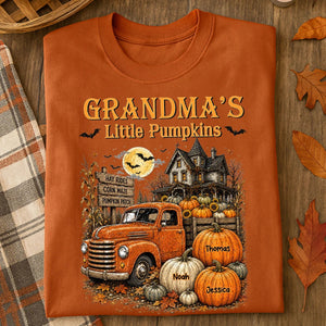 Halloween Town Style Grandma's Little Pumpkins Truck - Personalized Shirt - Halloween Gift For Grandma