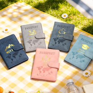 Personalized Passport Holder & Luggage Tag Set, Custom Leather Passport Cover, Travel Gifts Team Gift Your Logo