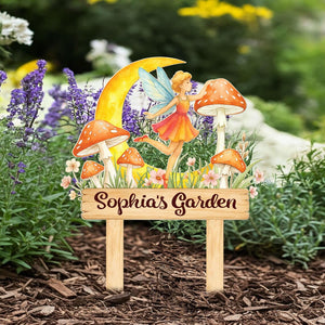 Personalized Fairy Garden Stake, Fairy Mushroom Yard Sign, Gardening Gift, Outdoor Decoration, Gift for Kids, Niece Gift, Lawn Decor