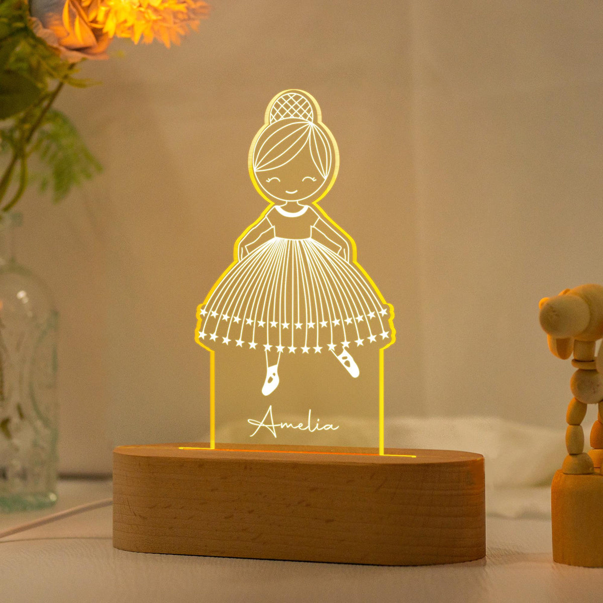 Personalized Ballerina Girl with Name, Custom Night Light with Name, Nursery Room Lamp, Christmas Gift, Ballet Gift, Birthday Gift for Her