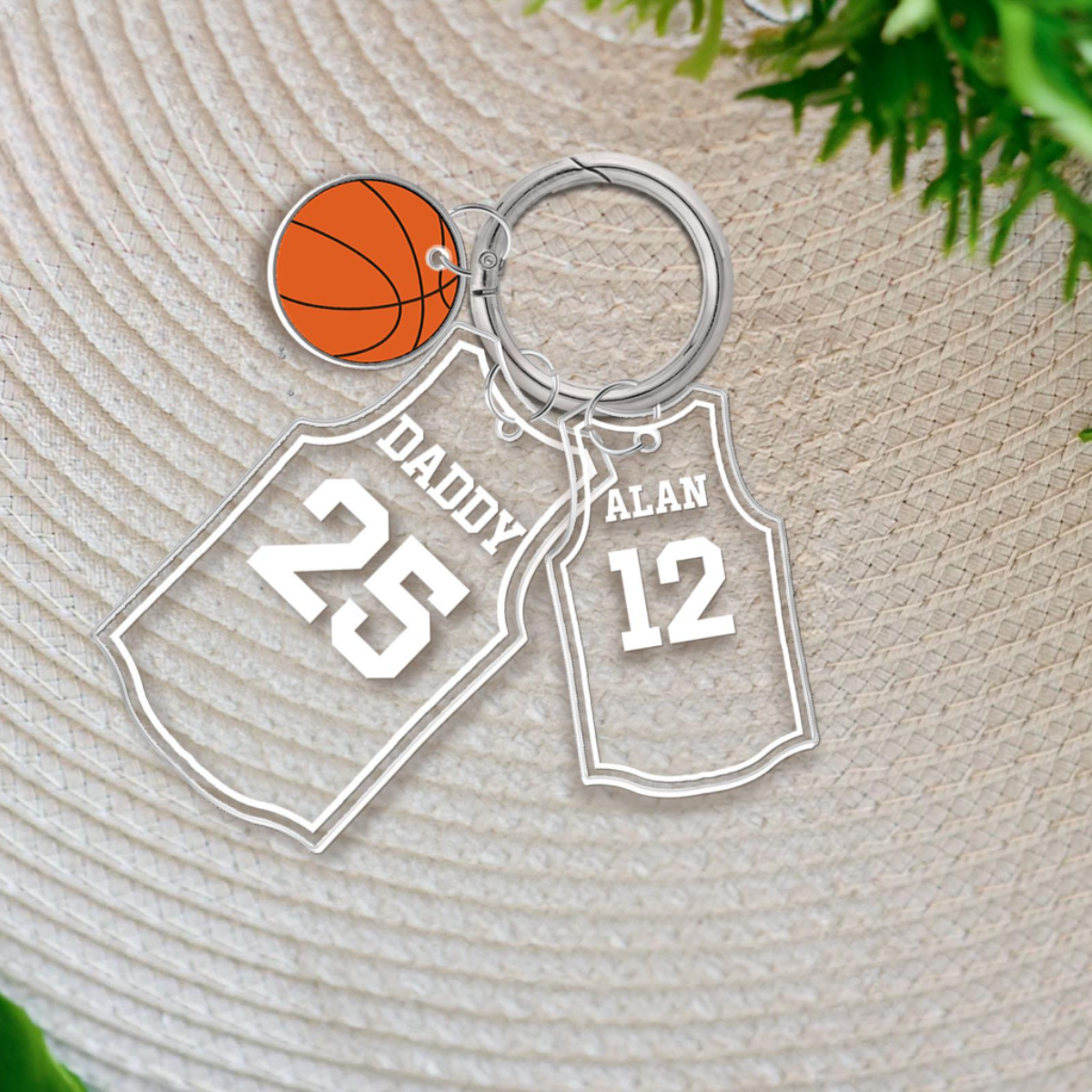 Daddy Basketball Team Keychain Gift, Father's Day Gift from Son Daughter, Personalized Keychain with Kid Names, Gift for Husband, Dad Gift