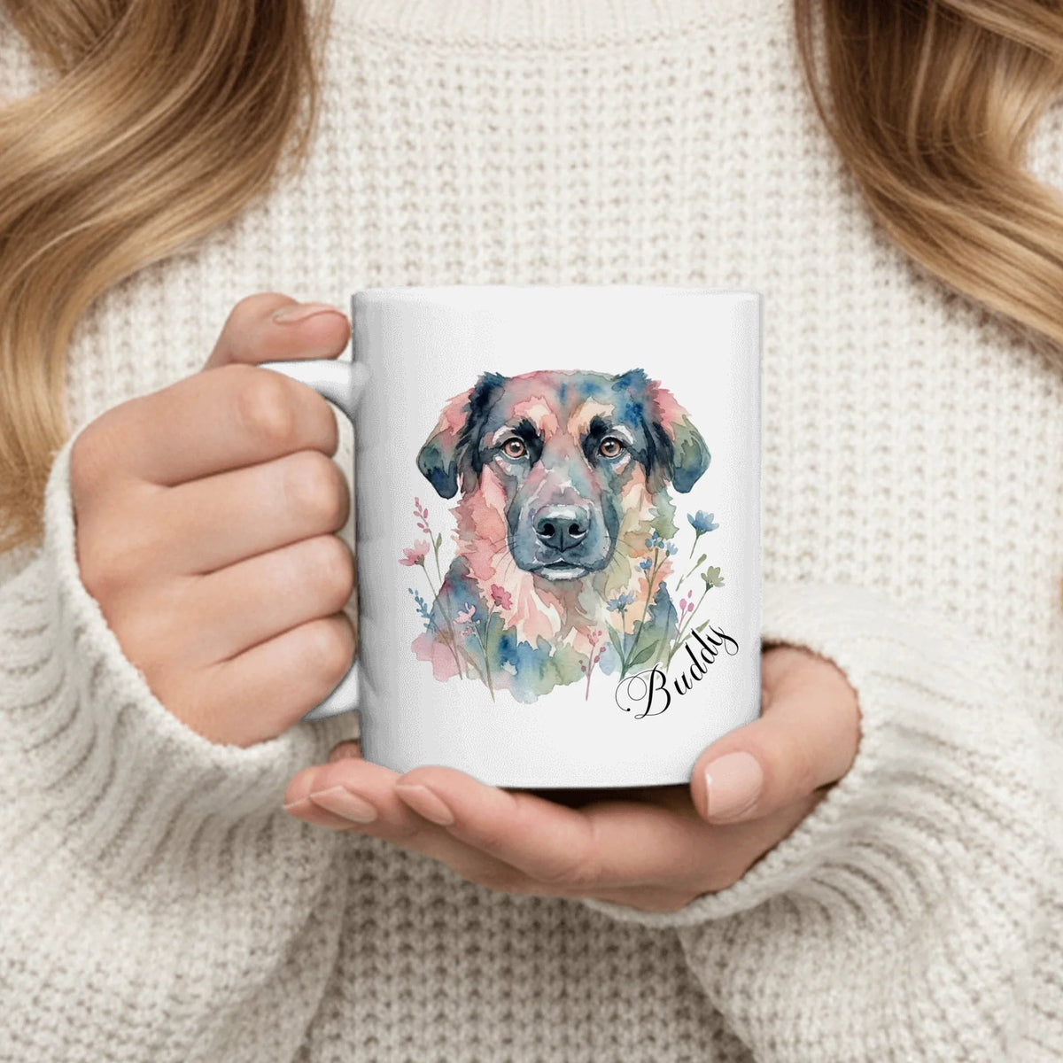 Custom Pet Portrait Mug Personalized Dog Watercolor Coffee Mug with Pet Name Gift for Dog Lovers