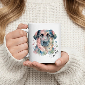 Custom Pet Portrait Mug Personalized Dog Watercolor Coffee Mug with Pet Name Gift for Dog Lovers