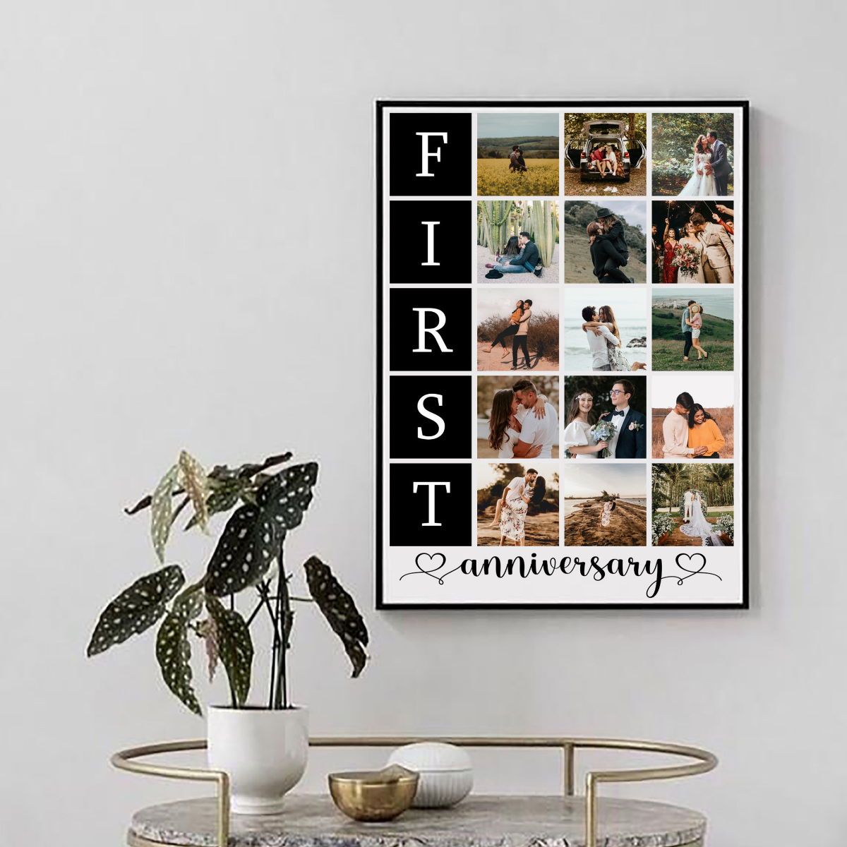 First Anniversary Gift for Couple, 1st Anniversary Gift, Personalized Photo Canvas Wall Art Decor