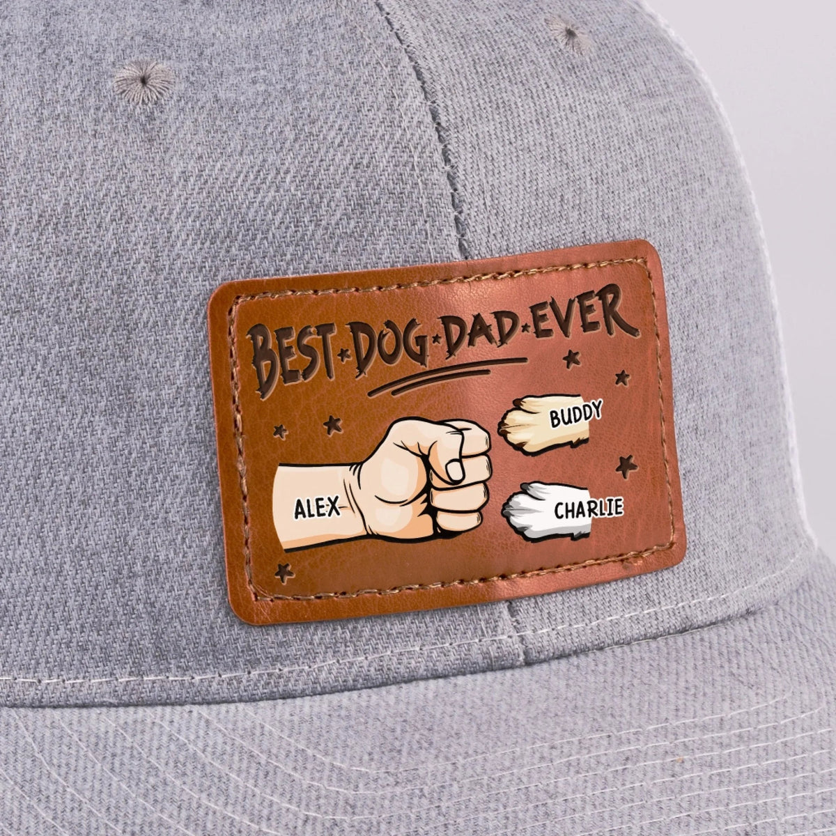 My Fur Babies Are My Real Love - Personalized Leather Label Net Hat - Gift For Dog Dad, Father's Day Gift