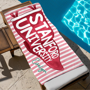 Personalized College Pennant Beach Towel, School Banner School Spirit Beach Towel, High School Graduation Gift, University Graduation Gift