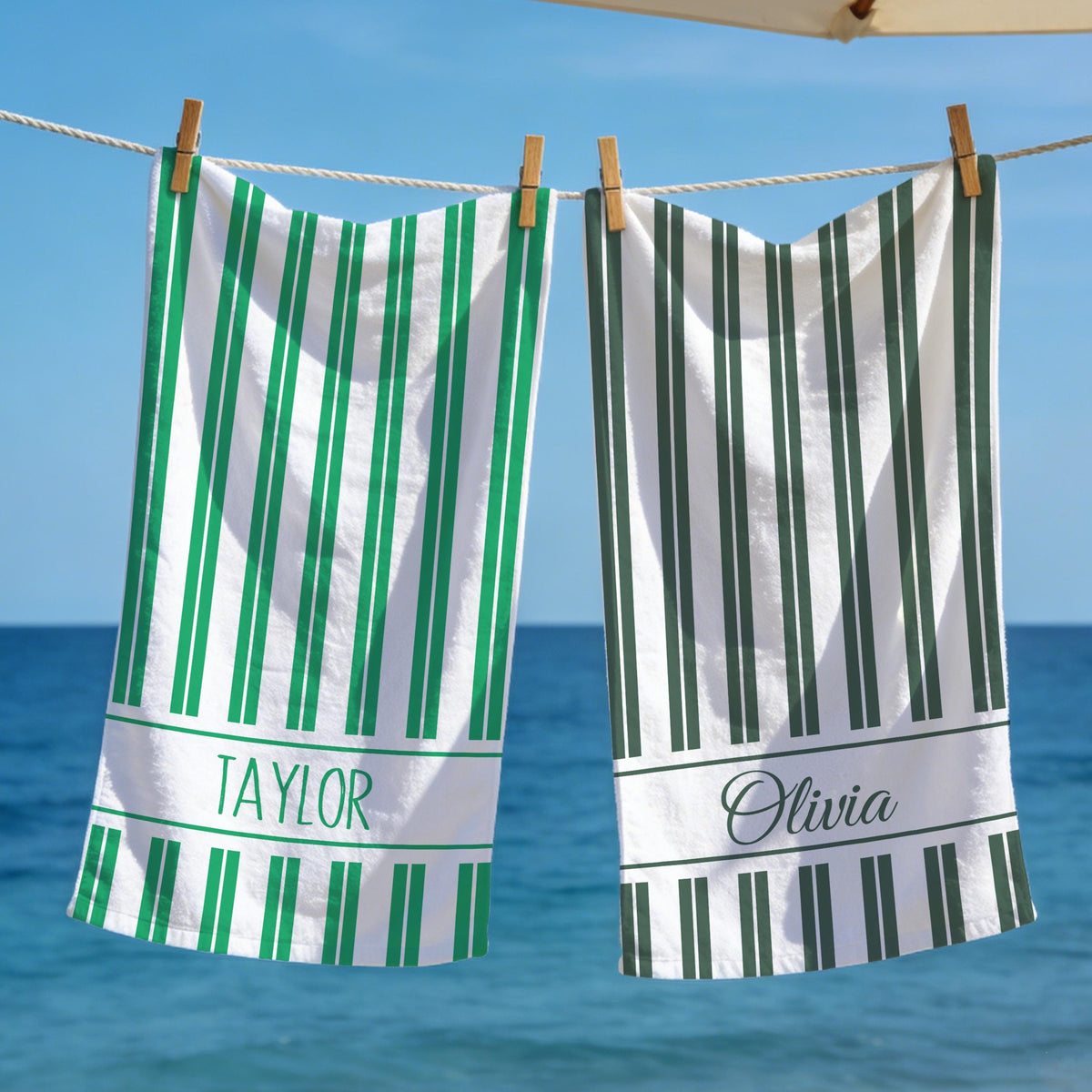 Custom Simple Striped Beach Towel, Pool Towel for Family, Summer Vacation Gift, Beach Lover's Gifts, Bachelorette/Birthday Party Gift
