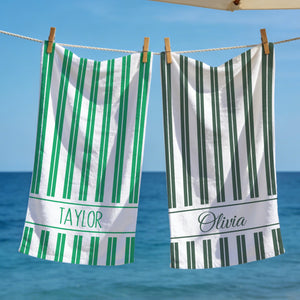 Custom Simple Striped Beach Towel, Pool Towel for Family, Summer Vacation Gift, Beach Lover's Gifts, Bachelorette/Birthday Party Gift