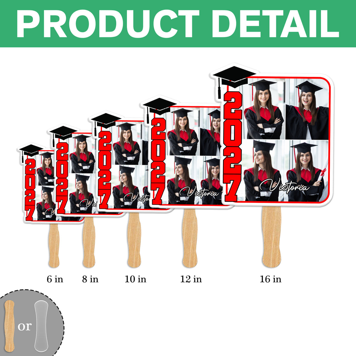 Custom Photo 2025 Graduation Perfect Gift Idea Face Fan