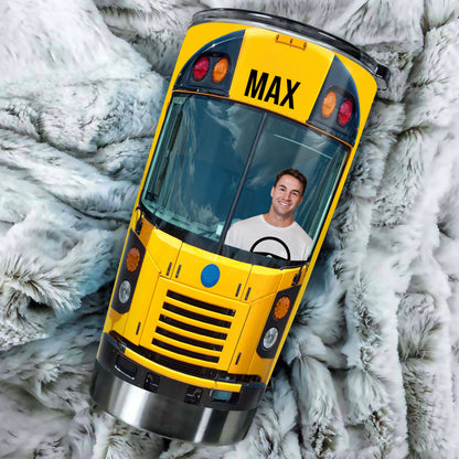 Custom Photo Bus Driver Tumbler, Gift For Bus Driver, Father Gift