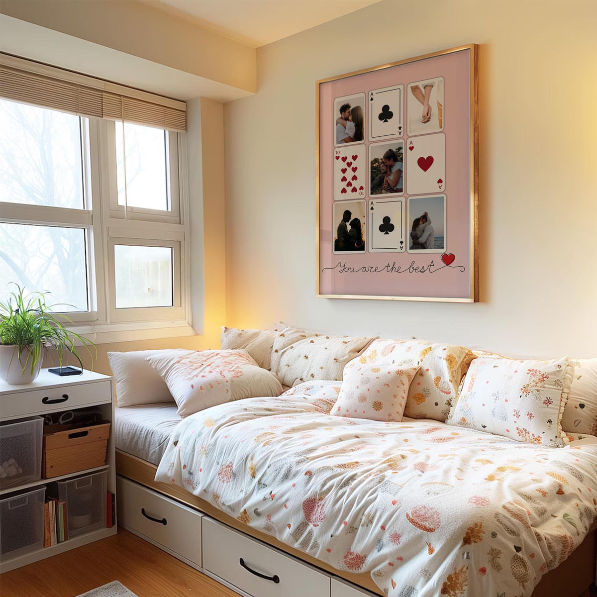 Custom Valentine's Day Anniversary Gift, Custom Playing Cards Photo Collage Wall Art, Unique Couples Gift, Romantic Gift