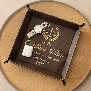 Custom Law Degree Graduation Valet Tray - Personalized Grad Lawyer Gift for Graduates, Class of 2026