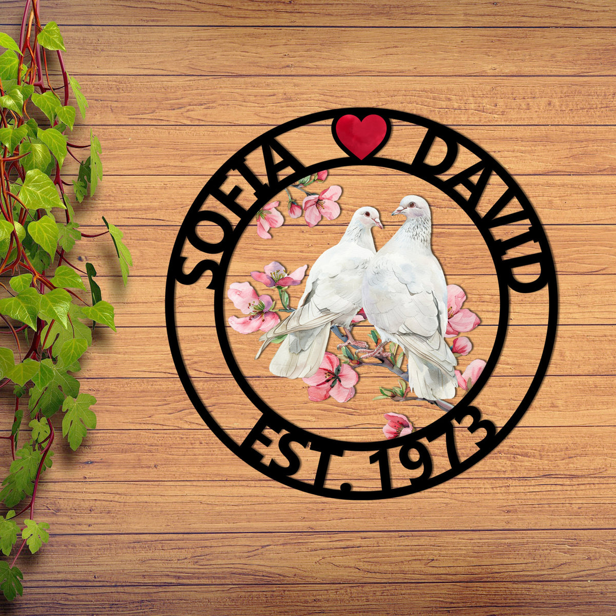 Custom Anniversary Sign, Family Name Sign, Parents Anniversary Gift, Golden Anniversary Wedding Anniversary Metal Wall Art, Doves Metal Sign