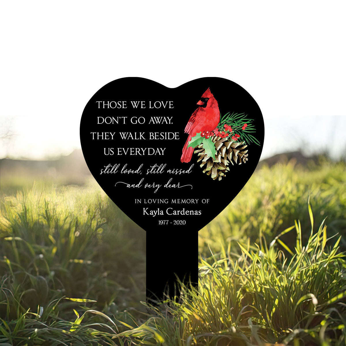 Custom In Loving Memory Stake Acrylic, Tree of Life, Heart Garden Stake, Sympathy Sign, Remembrance Gift, Cardinal Heart, Memorial Plaque