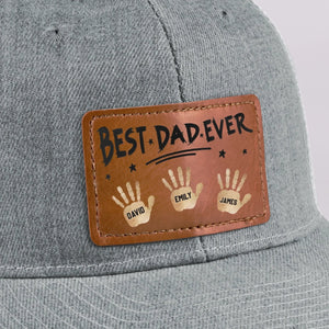Best Dad Ever Hands Down - Personalized Leather Label Net Hat - Gift For Dad, Grandpa, Father's Day Gift
