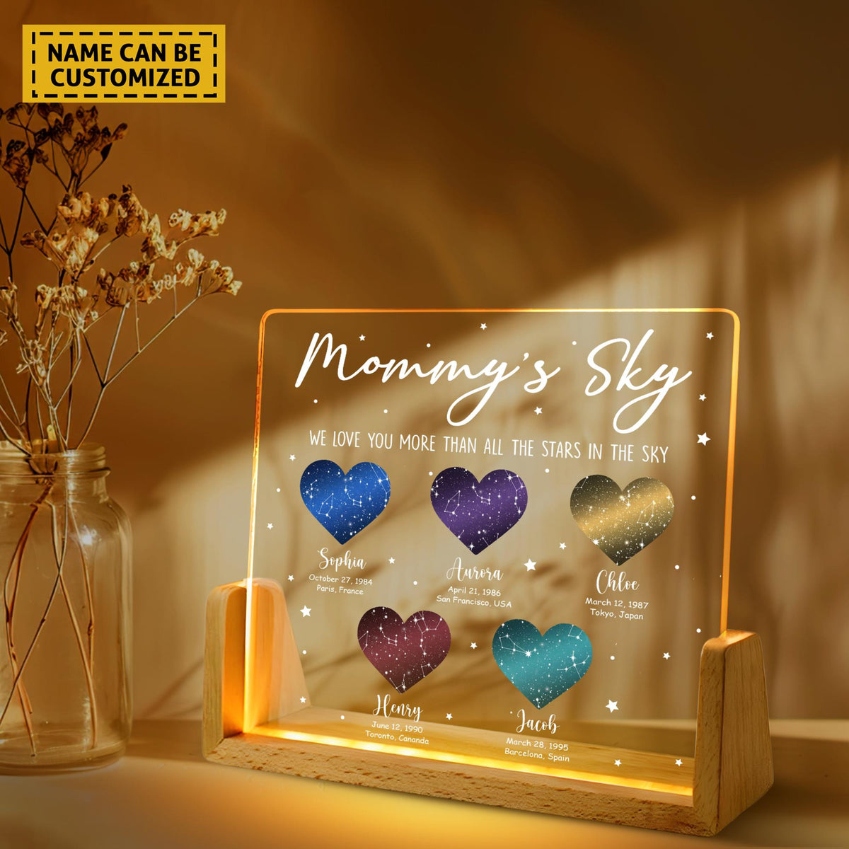 Personalized Star Map by Date Gift, Personalized Gifts for Mom, Constellation Map, Custom Star Map Night light, Mother's Day Gift, Gift For Mom