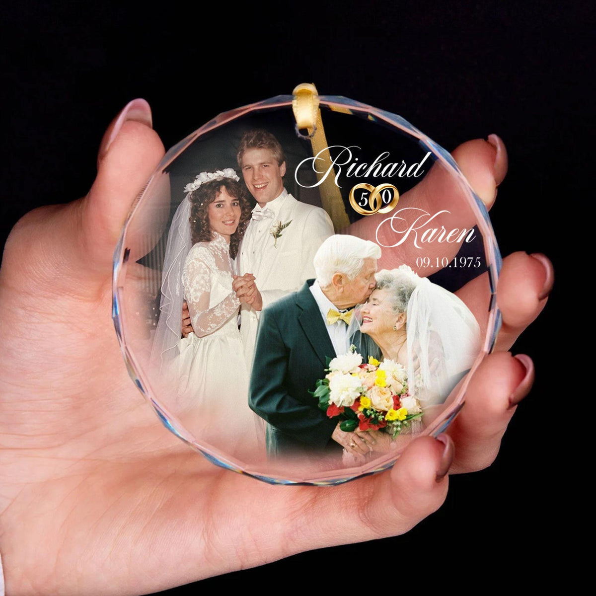 Personalized Wedding Anniversary Ornament, Custom Wedding Photo Ornament, 50th Anniversary Gift For Grandparents, Christmas Gift For Parents