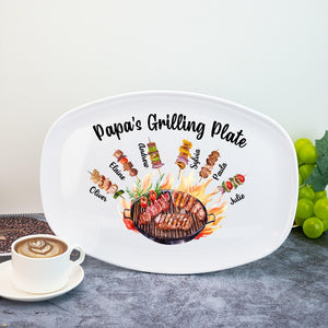 Personalized Daddy's Grilling Plate with Kids Names, Father s Day Gifts, Custom BBQ Grilling, Grill Plate Gift From Kids, Gifts for Grandpa