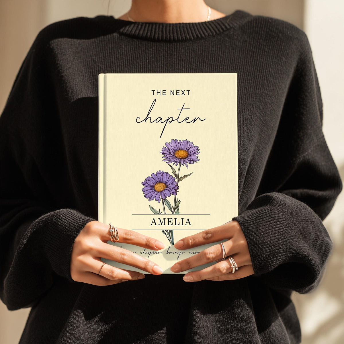 Personalized Birth Month Flower The Next Chapter Hardcover Journal Matte: Class Of 2026 Gift, Graduation 2026 Gift For Daughter