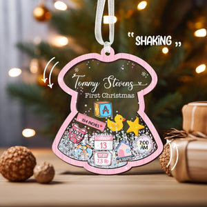Baby 4D Shaker Ornament Personalized, Baby's First Christmas Ornament, Newborn Gift for Boy Girl, Baby Keepsake, Baby Announcement 1st Christmas