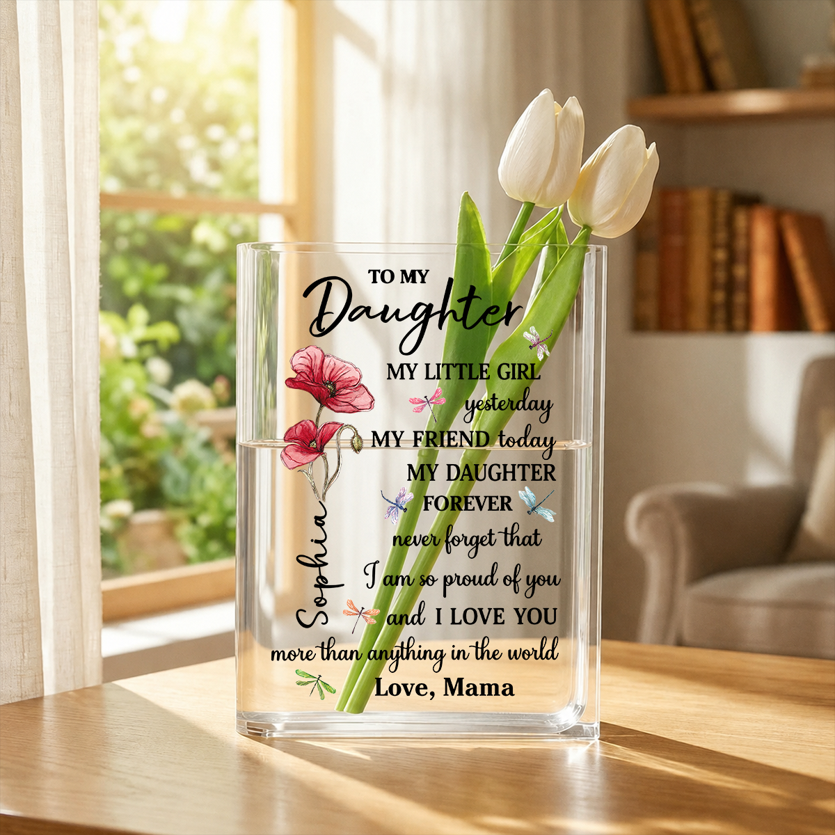 You Are My Greatest Blessing - Personalized Journal Clear Acrylic Book Vase for Flowers, Transparent Flower Vase for Home Decor