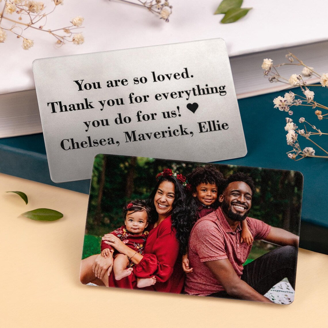 Custom first Fathers Day gift, Wallet picture card for Daddy, Daddy wallet metal insert, Personalized wallet insert gift for Daddy