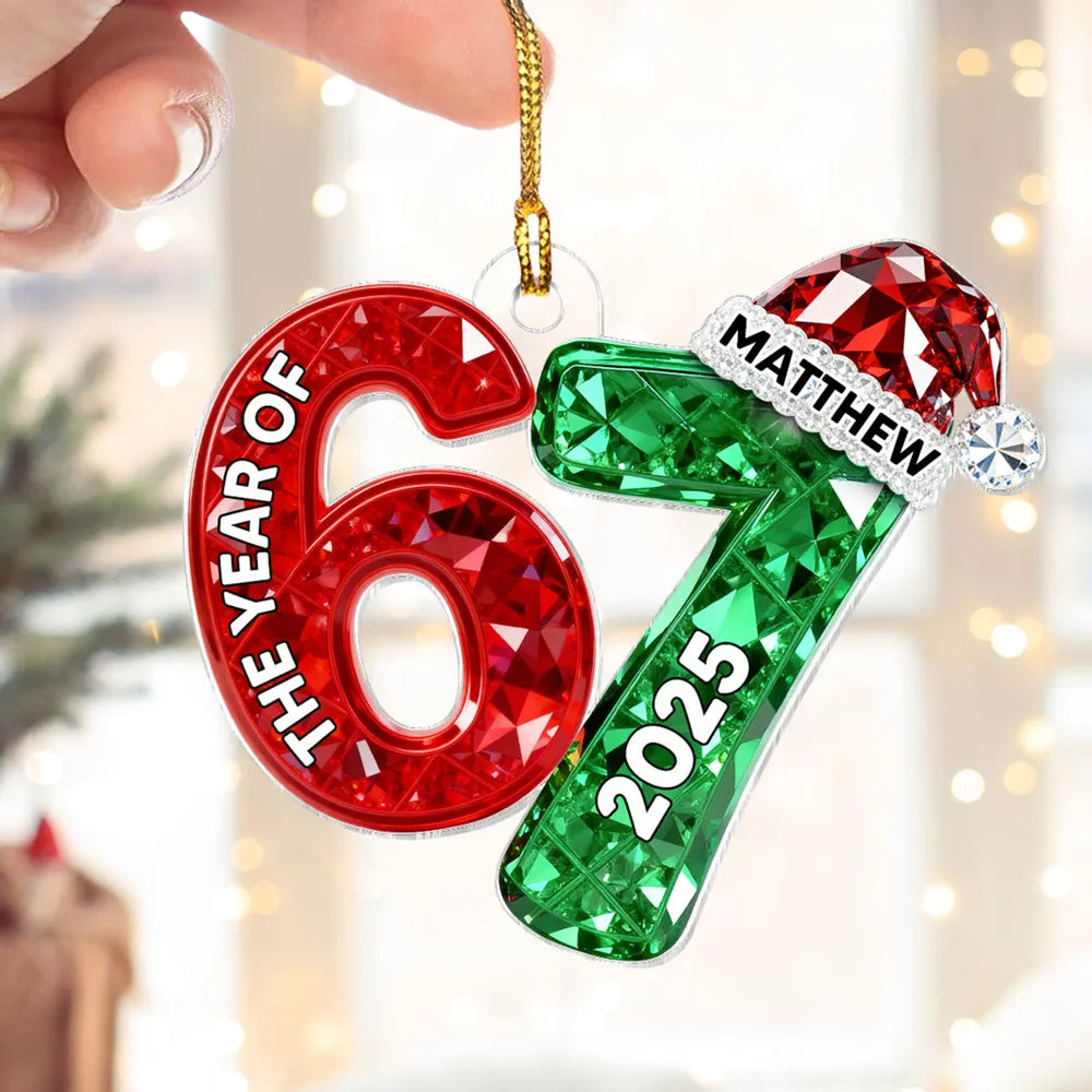 3D Shining Effect 67 Six Seven 2025 Slang Christmas - Personalized Acrylic Ornament - Funny Christmas Gift