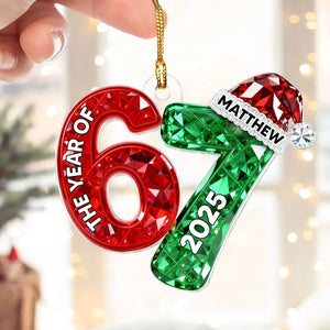 3D Shining Effect 67 Six Seven 2025 Slang Christmas - Personalized Acrylic Ornament - Funny Christmas Gift