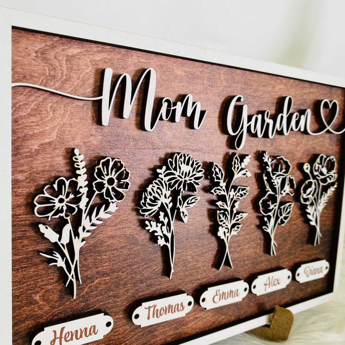 Personalized Mom's Garden Sign With Custom Name and Birth Month Flowers, Personalized Family Name, Perfect gift for Mom