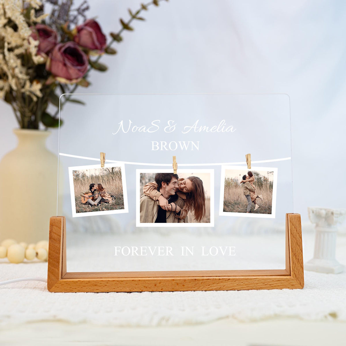 Couple Gifts with Photo, Couple's Photo Collage LED Light, Valentines Day Gift, Gift for Boyfriend Girlfriend, Anniversary Gift for Couple