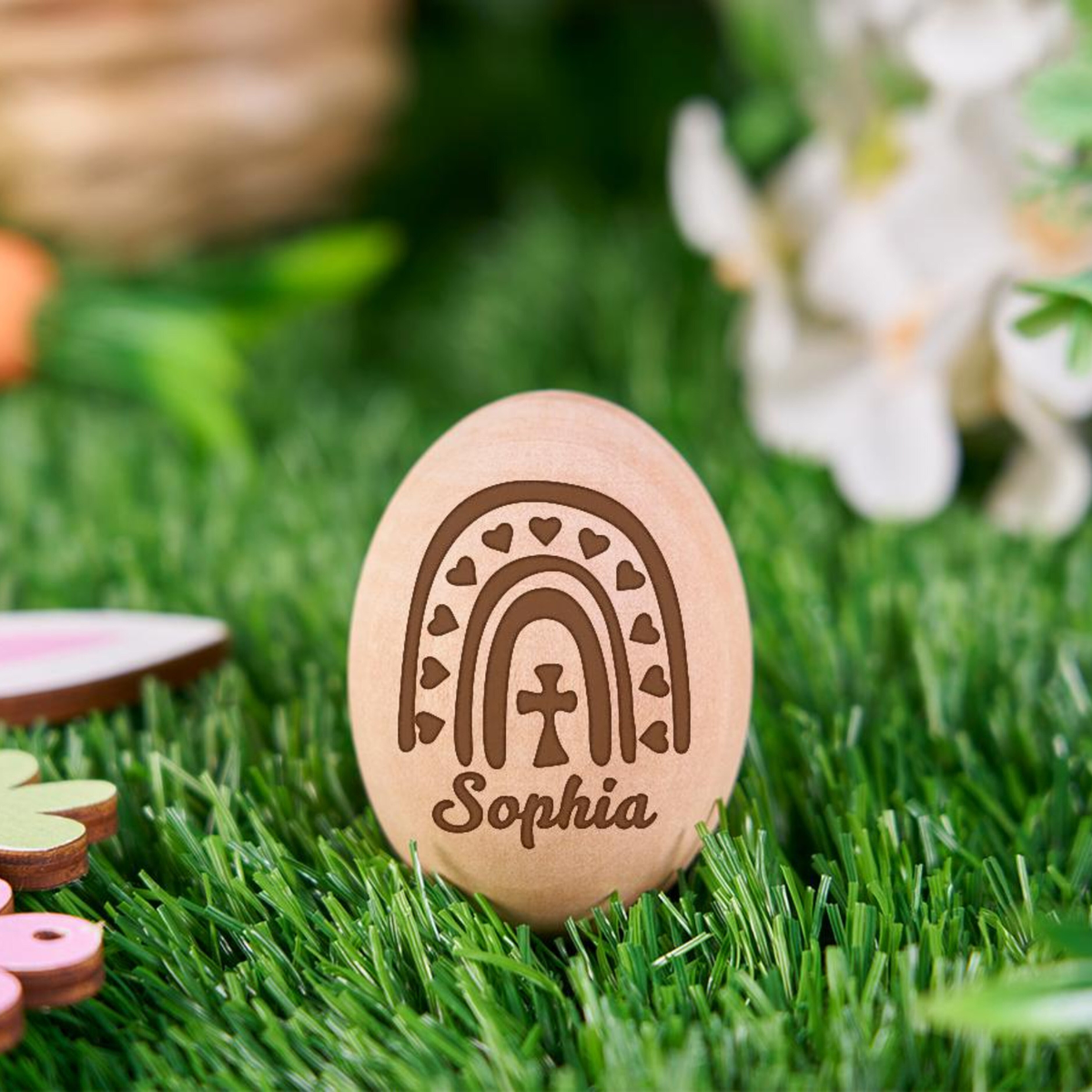 Personalized Engraved Easter Eggs Custom Easter Basket Fillers Wooden Egg Shaker Baby First Easter Table Centerpiece Decor Memory Keepsakes