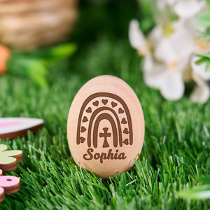 Personalized Engraved Easter Eggs Custom Easter Basket Fillers Wooden Egg Shaker Baby First Easter Table Centerpiece Decor Memory Keepsakes