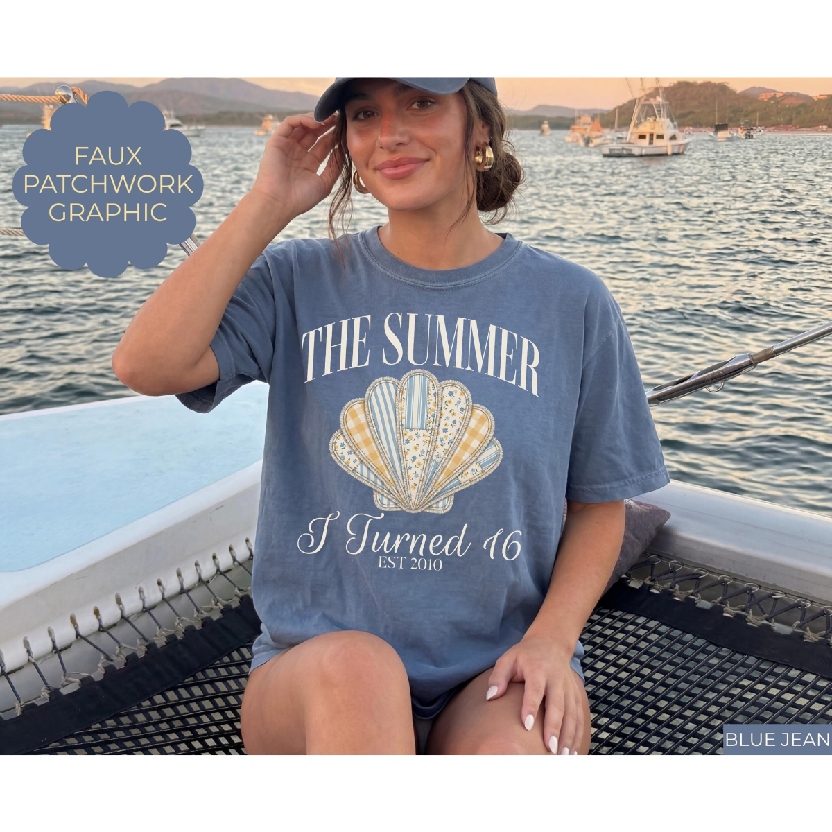 The Summer I Turned 16 Shirt, 16th Birthday Shirt, Faux Patchwork Beach Birthday Shirt, 16th Birthday Gift for Girl