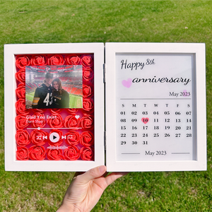 Custom Music Player With Photo & Date - Personalized Flower Hinged Double Frame - Gift For Family, Couple, Mother, Friends