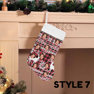 Custom Christmas Stocking with Photo Name Personalized Face Funny Xmas Stocking Gift for Family Christmas Fireplace Decoration