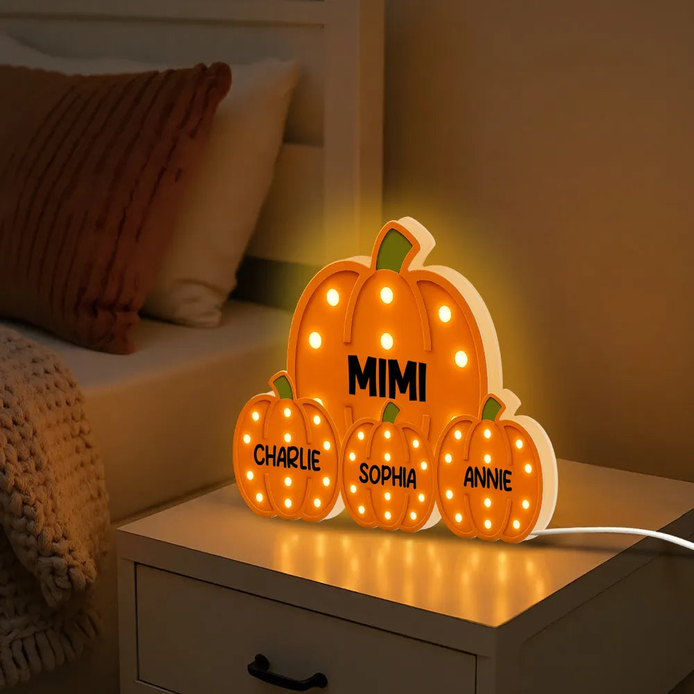 Mom Grandma Little Pumpkins - Personalized Acrylic Light Box - Gift For Mom, Grandma, Fall Season Home Decor